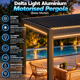 Delta Light Motorised Pergola at Dusk