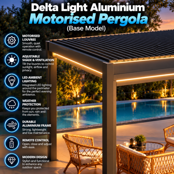Delta Light Aluminium Motorised Pergola (Base Model)
