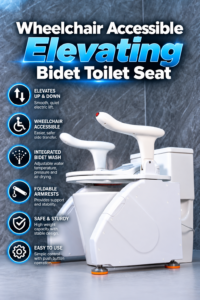 Wheelchair-Accessible Elevating Bidet Seat