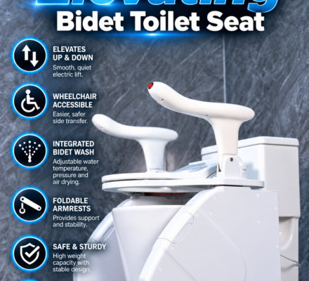 Wheelchair Accessible Elevating Bidet Toilet Seat