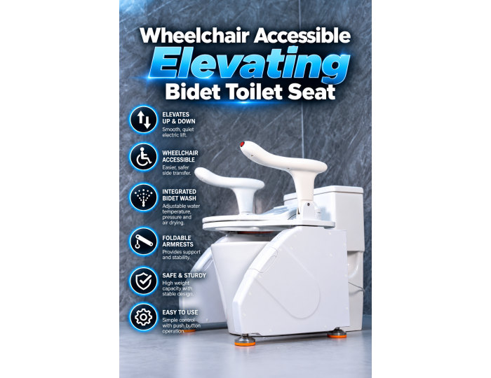 Wheelchair-Accessible Elevating Bidet Seat