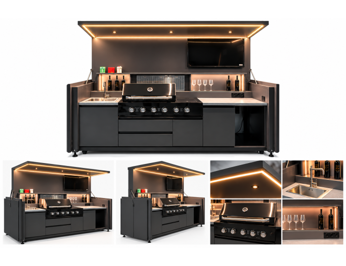 Modern Graphite Outdoor BBQ Kitchen Showcase
